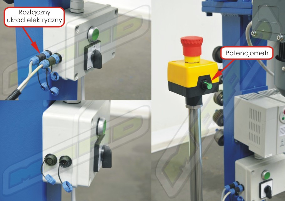 Rozłączny układ elektryczny i potencjometr na panelu sterującym
